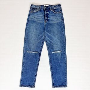 Willow + Root The Mom Fit Distressed Button Fly Denim Jeans Size 29